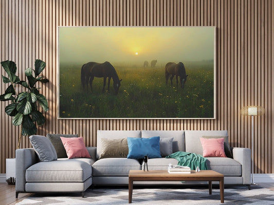 Tablou Canvas cai la rasarit pe campie linistita | The Print Studio