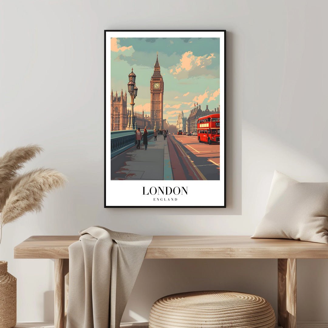 Tablou Canvas Big Ben Londra sub cer senin ilustrativ vibrant | The Print Studio