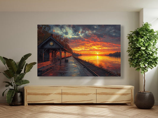 Tablou Canvas apus sclipitor oglindit in lac | The Print Studio
