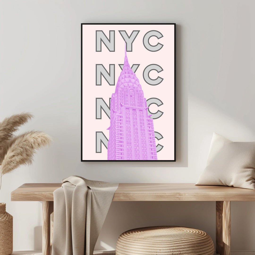 Tablou Canvas Print Chrysler roz NYC litere, stil modern