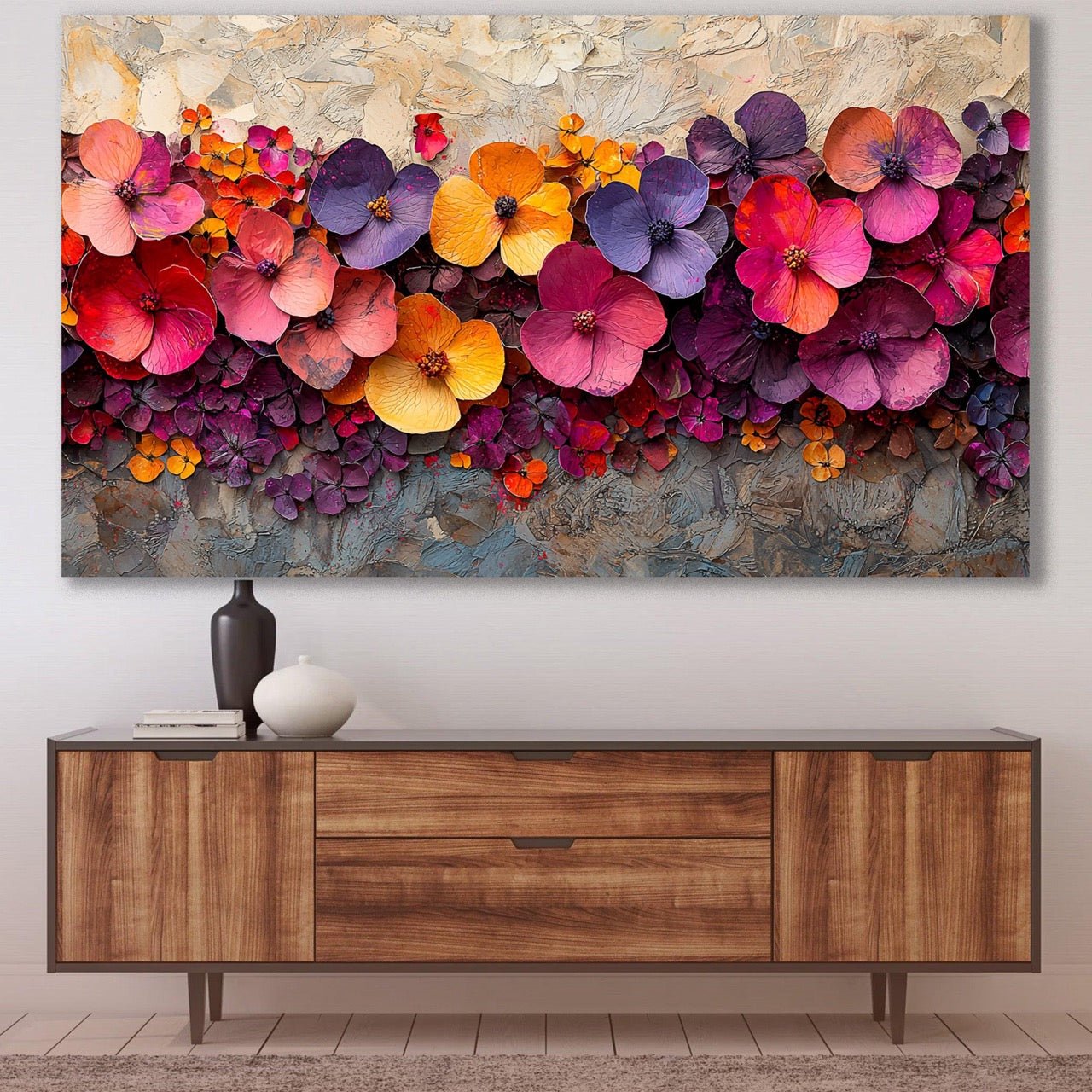 Tablou Canvas gradina plina de flori culorate si vii | The Print Studio