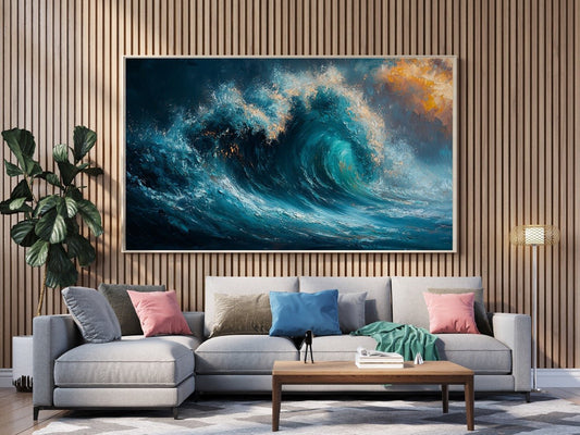 Tablou Canvas val albastru tumultuos vibrant | The Print Studio