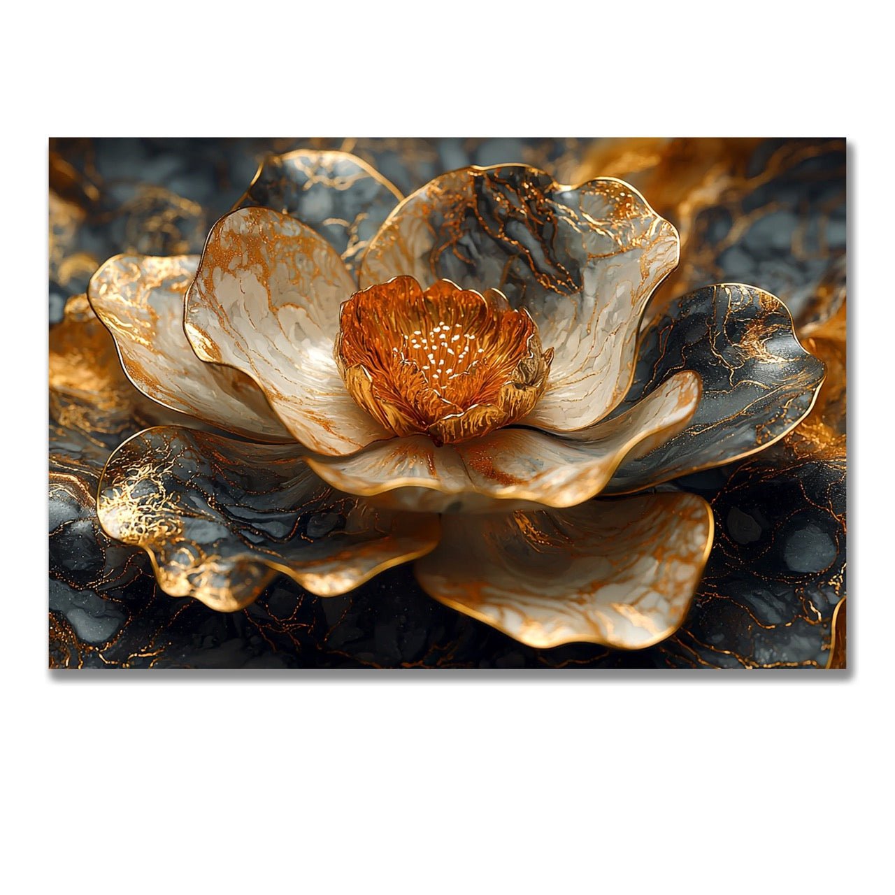 Tablou Canvas floare aurie abstracta in design modern | The Print Studio