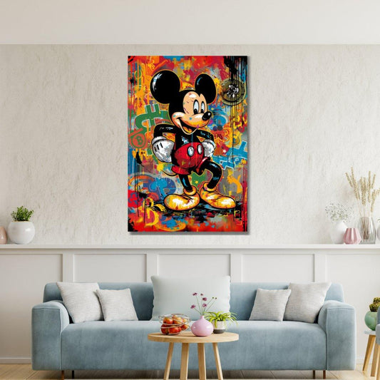 Tablou Canvas personaj iconic pop art culori vibrante si elemente crypto | The Print Studio