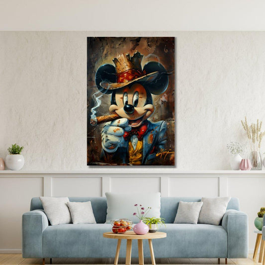 Tablou Canvas Mickey Mouse rebel in stil urban vibrant | The Print Studio