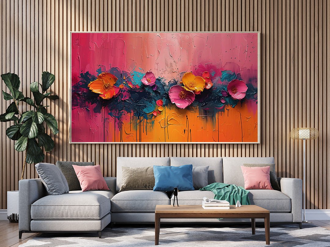 Tablou Canvas flori vibrante cu texturi si culori stralucitoare | The Print Studio