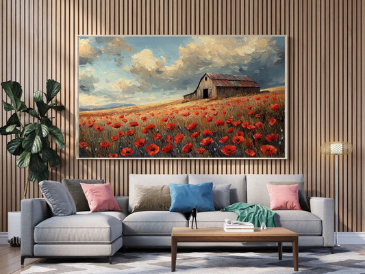 Tablou Canvas peisaj rustic cu maci in camp deschis | The Print Studio