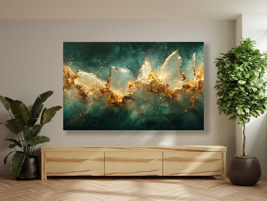 Tablou Canvas peisaj cristalin auriu mangaiat de soare | The Print Studio