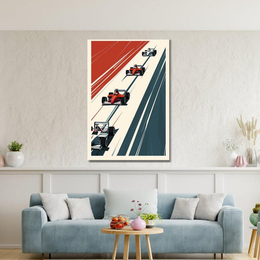 Tablou Canvas masini de curse Formula 1 in actiune intensa | The Print Studio