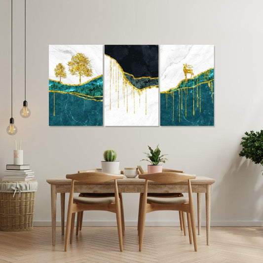 Tablou Canvas peisaj montan cu copaci aurii captivanti | The Print Studio