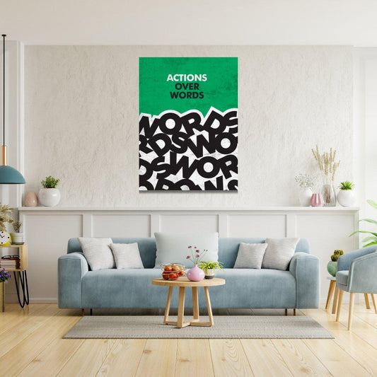 Tablou Canvas modern Actions Over Words fundal plin de inspiratie | The Print Studio