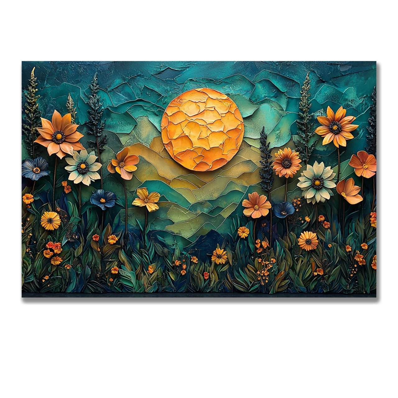 Tablou Canvas flori vesele sub soarele auriu stralucitor | The Print Studio