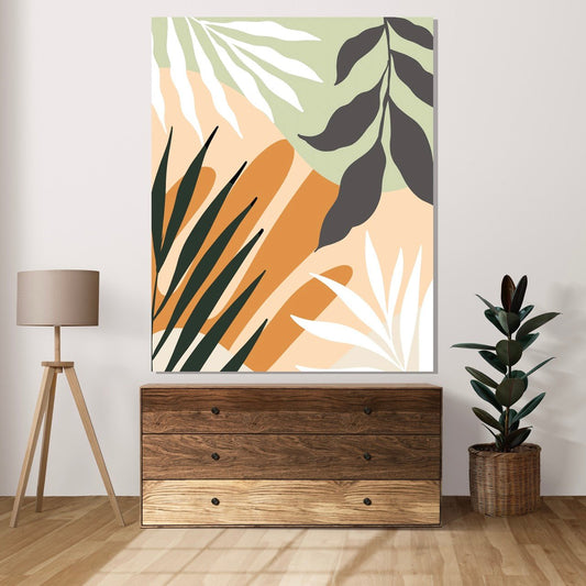 Tablou Canvas frunze abstracte elegante pe fundal contemporan | The Print Studio