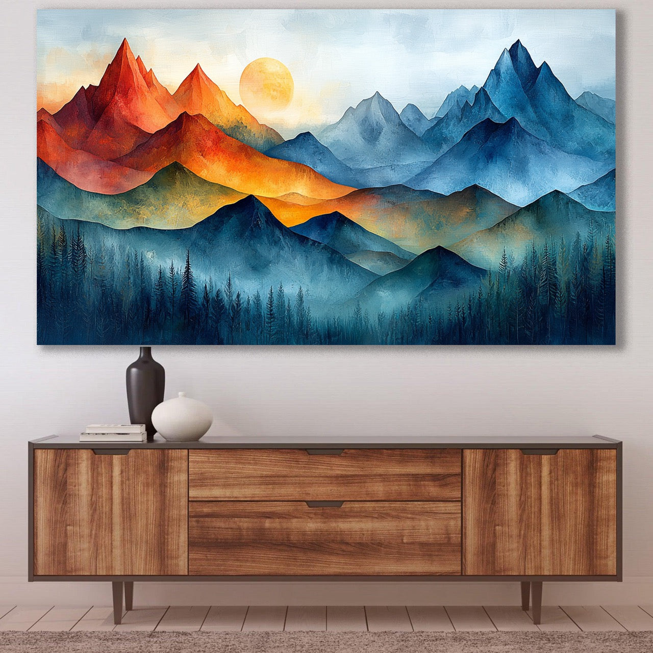 Tablou Canvas peisaj montan contraste calde si reci in natura | The Print Studio