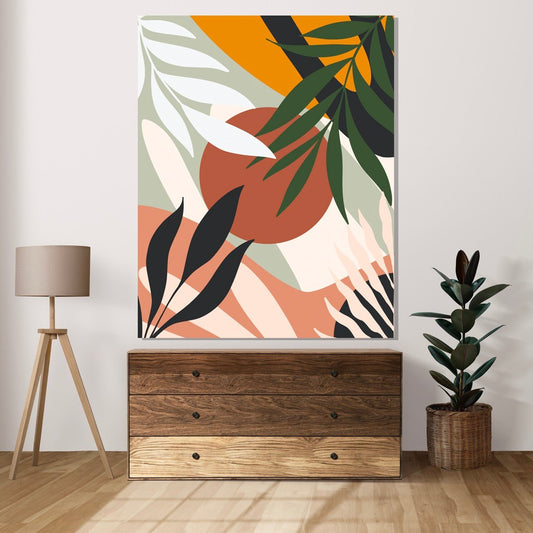 Tablou Canvas frunzis toamna conturat in linii subtile | The Print Studio