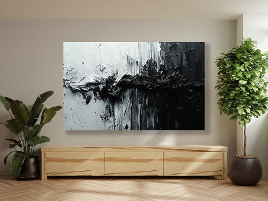 Tablou Canvas peisaj urban alb-negru vibrant | The Print Studio