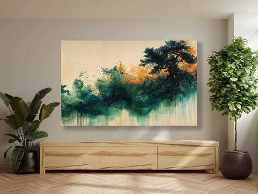 Tablou Canvas natura vibranta a padurii in tonuri verzi | The Print Studio