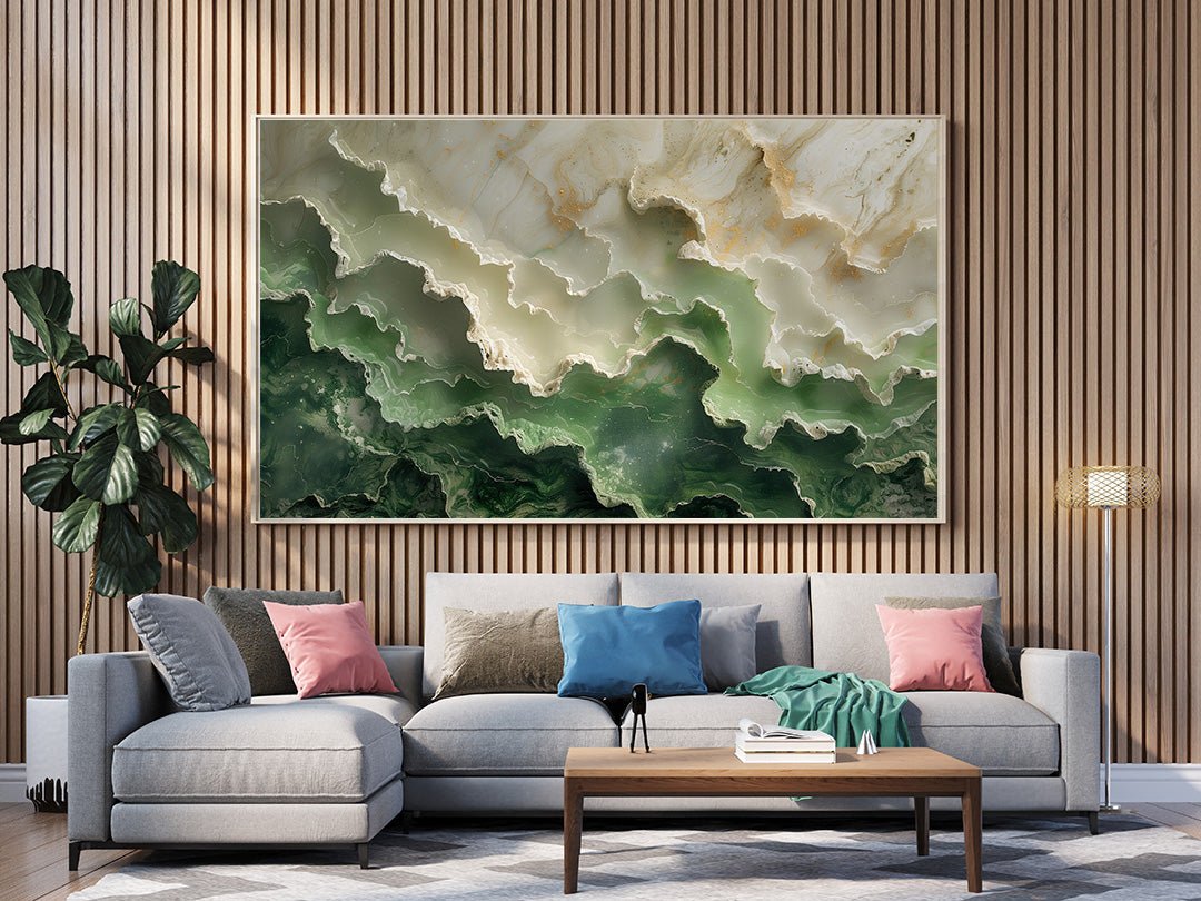 Tablou Canvas verde marmura stratificata | The Print Studio