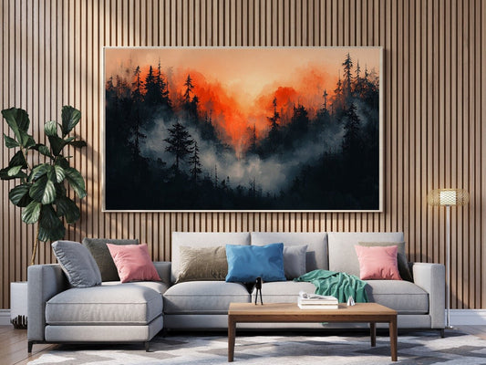 Tablou Canvas padure incandescenda la amurg | The Print Studio