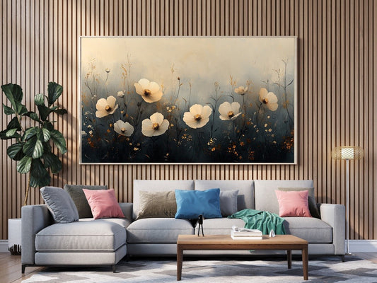 Tablou Canvas flori vesele scaldate in lumina amurgului | The Print Studio