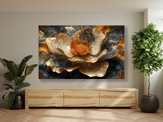 Tablou Canvas floare aurie abstracta in design modern | The Print Studio