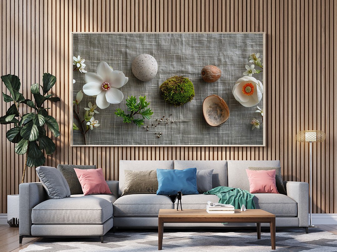 Tablou Canvas flori vibrante si muschi intr-un cadru elegant | The Print Studio