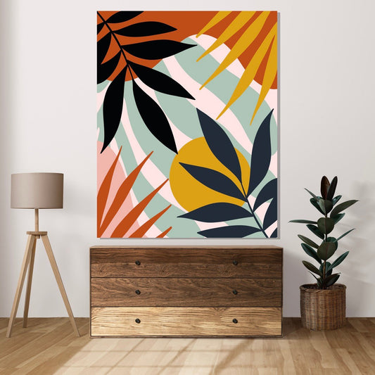 Tablou Canvas frunze tropicale minimalism vibrant modern | The Print Studio