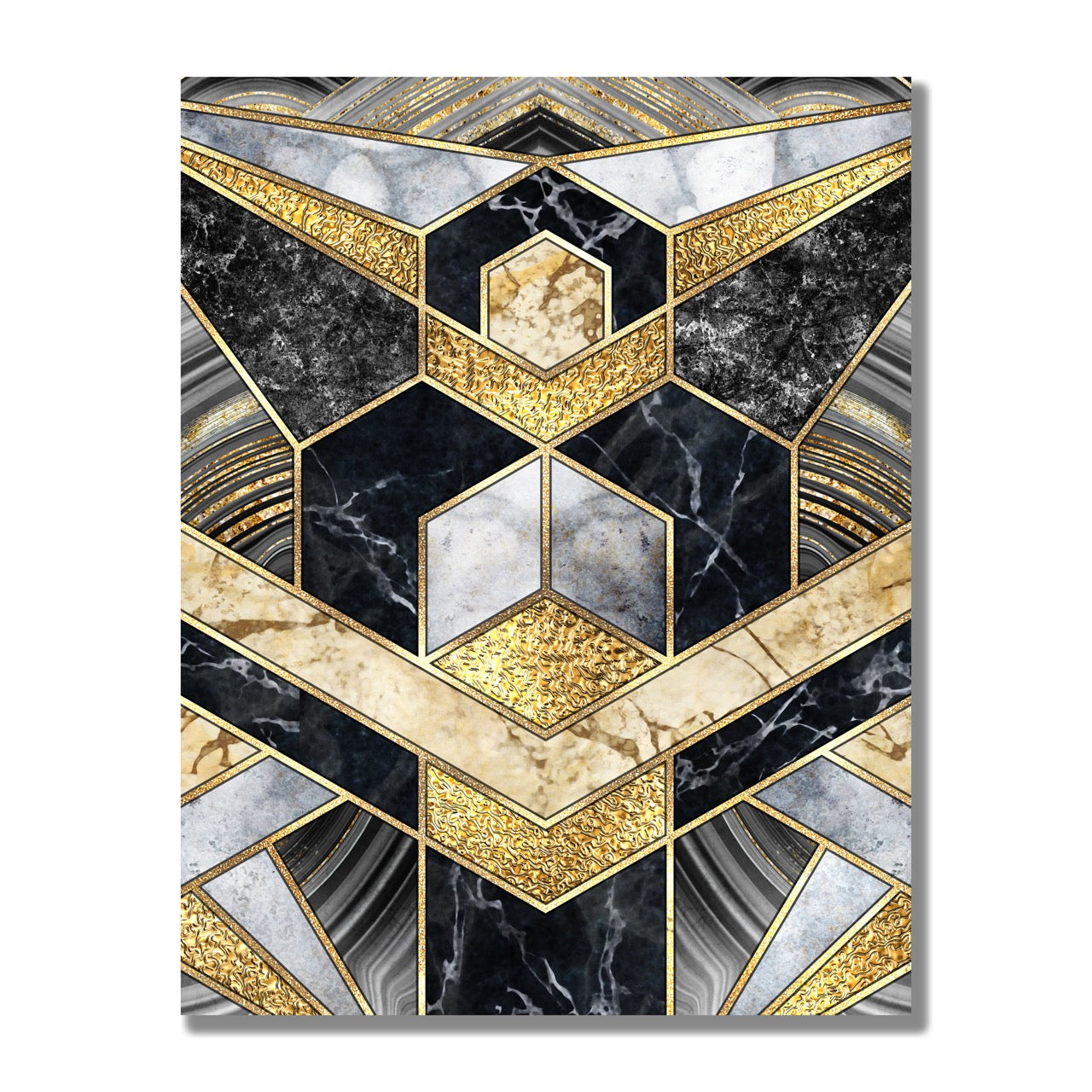 Tablou Canvas geometrie eleganta in auriu si negru | The Print Studio