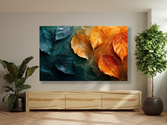 Tablou Canvas frunze toamna vibrante pe fundal abstract | The Print Studio