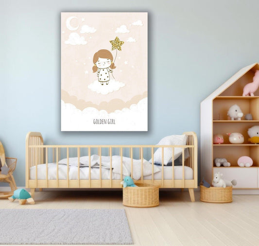 Tablou Canvas fetita visatoare printre nori pufosi | The Print Studio
