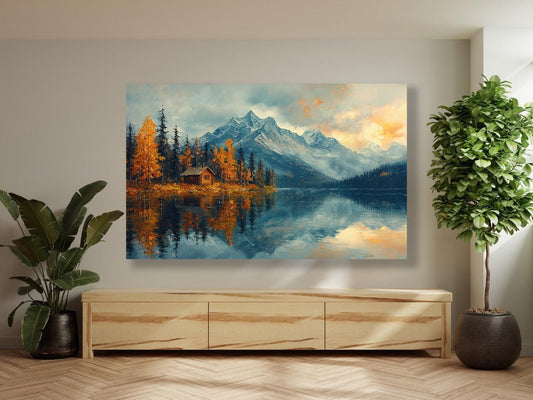 Tablou Canvas peisaj montan de toamna oglindit in lac | The Print Studio