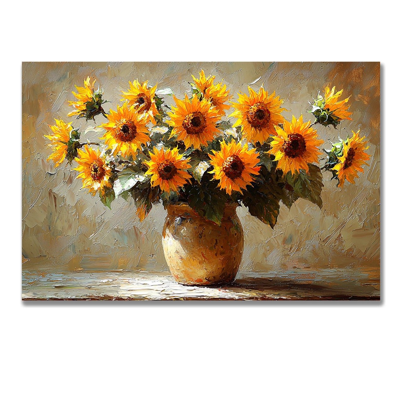 Tablou Canvas floarea-soarelui in vas vintage plin de armonie | The Print Studio