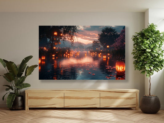 Tablou Canvas lumini magice dansand pe apa | The Print Studio