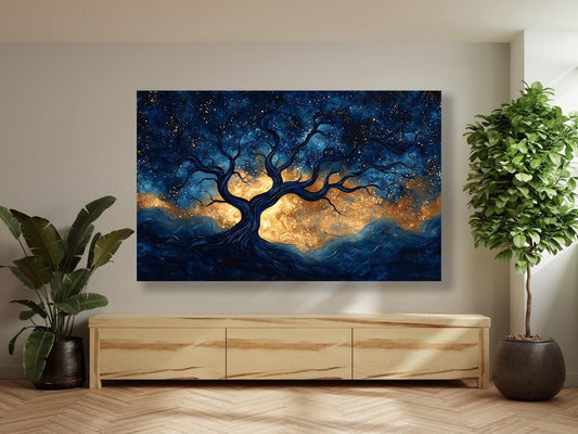 Tablou Canvas arbore cosmic sub lumina lunii | The Print Studio