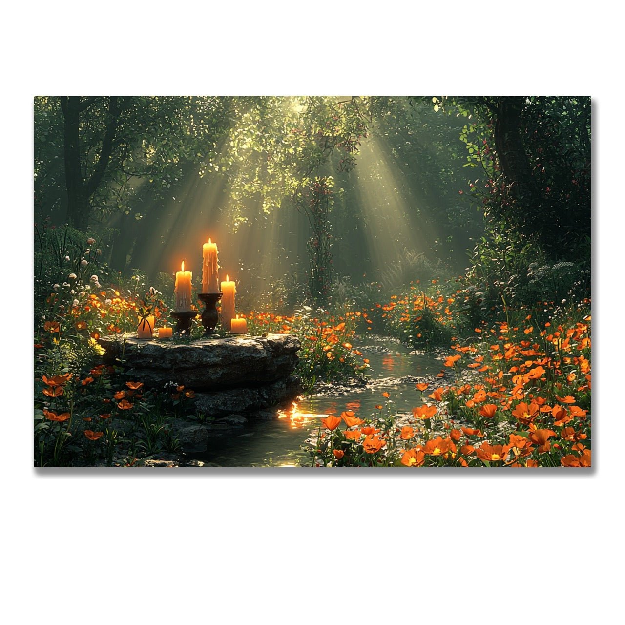 Tablou Canvas rasarit de soare in padure fermecata | The Print Studio