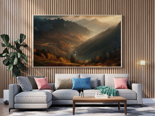 Tablou Canvas luminile delicate ale trecutului peste peisaj natural | The Print Studio
