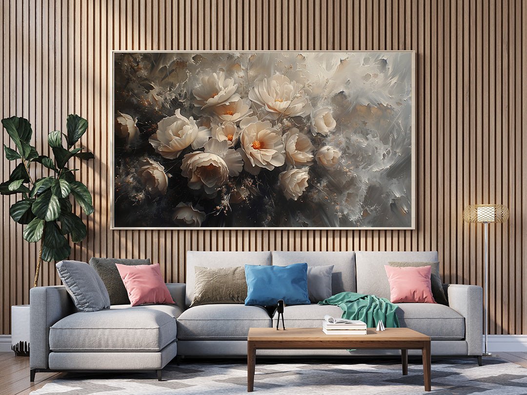 Tablou Canvas flori albe delicate si realistice | The Print Studio