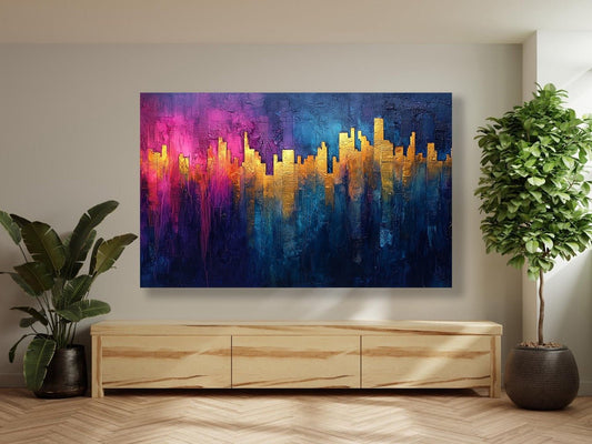 Tablou Canvas rasarit vibrant pe cer urban | The Print Studio