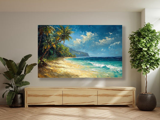 Tablou Canvas plaja tropicala sub cer senin | The Print Studio