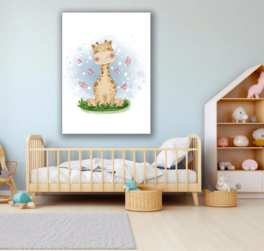 Tablou Canvas girafa vesela in gradina magica | The Print Studio