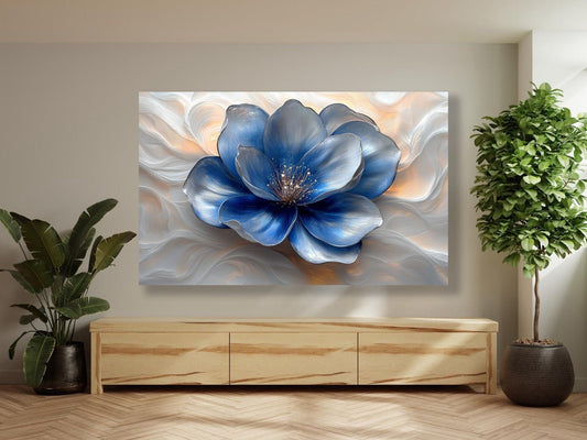 Tablou Canvas floare albastra serena in peisaj modern | The Print Studio