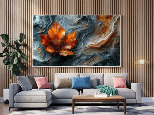 Tablou Canvas frunza aurie de toamna sub lumina blanda | The Print Studio