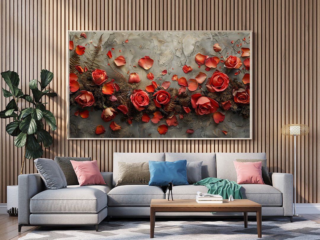 Tablou Canvas trandafiri rosii eleganta si vibranta florala | The Print Studio