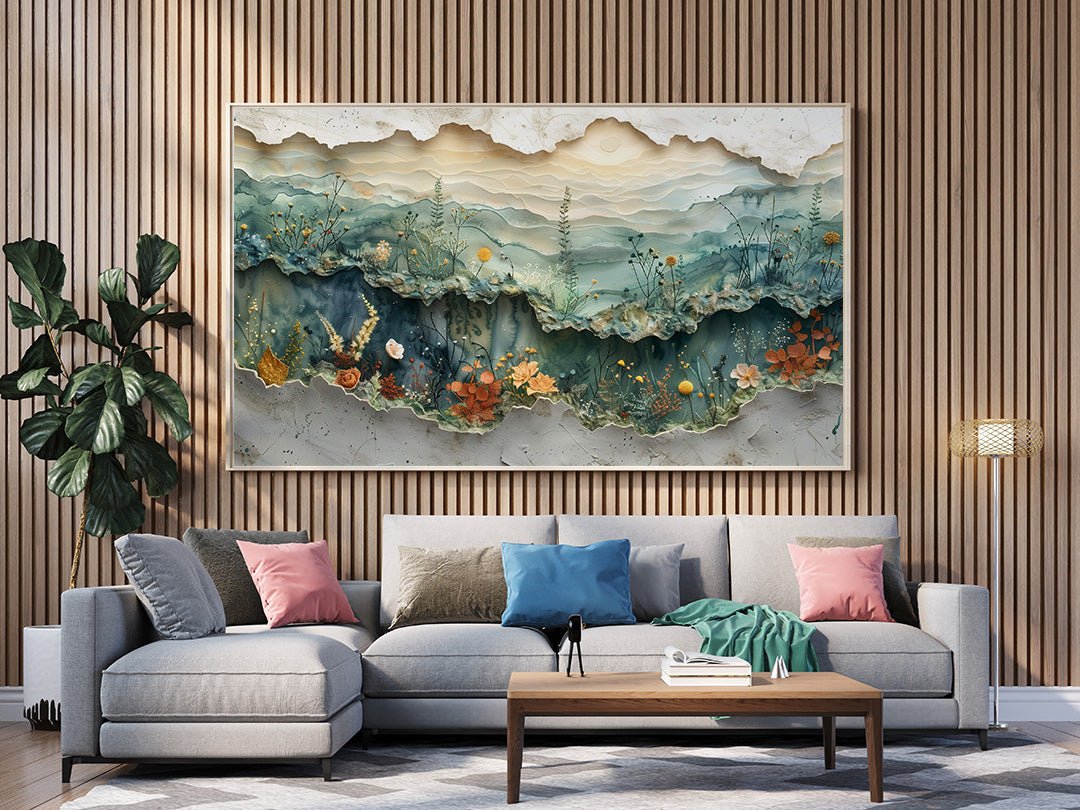 Tablou Canvas flori pastel abstracte in linii naturale | The Print Studio