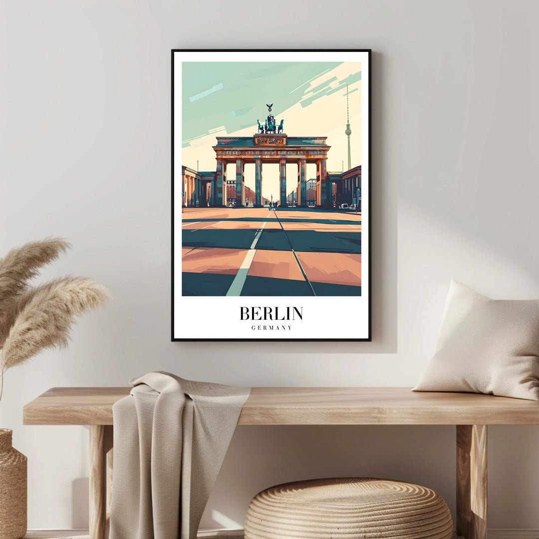 Tablou Canvas Poarta Brandenburg Berlin sub cer senin minimalist | The Print Studio