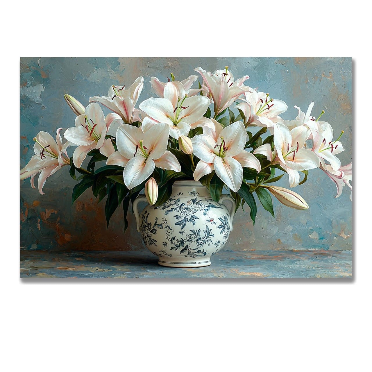 Tablou Canvas flori delicate in vaza de portelan elegant | The Print Studio