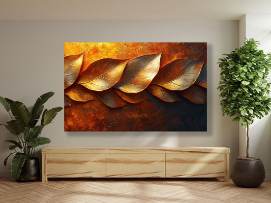 Tablou Canvas frunzis auriu abstract serenitate naturala | The Print Studio