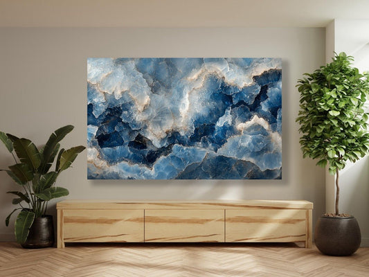 Tablou Canvas valuri albastre elegante in miscare | The Print Studio