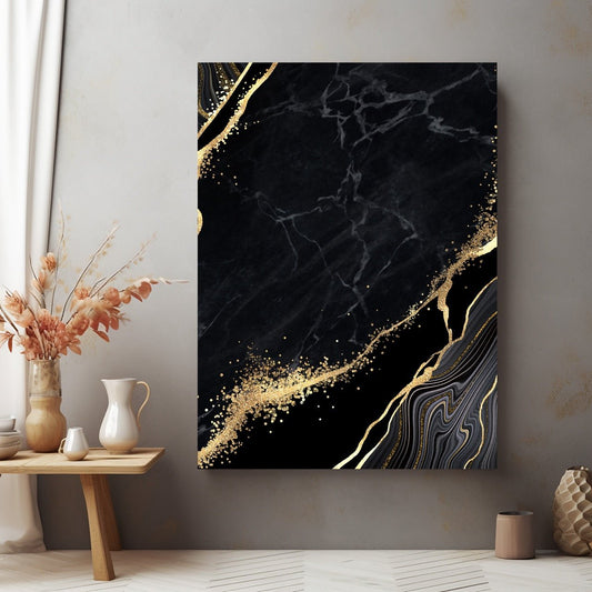 Tablou Canvas eleganta moderna in negru si auriu | The Print Studio