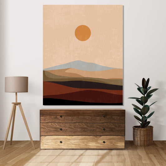 Tablou Canvas apus modern in peisaj simplu si elegant | The Print Studio